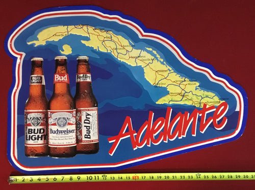 Budweiser Beer Adelante Cuba metal sign