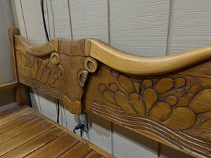Longhorn wood bench